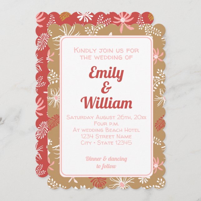 Elegante, schicke, blumenstaubige Rosa Einladung z (Vorne/Hinten)