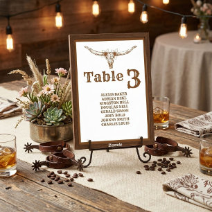 Elegante & Schicke Boho Western Cowboy Name Hochze Tischnummer