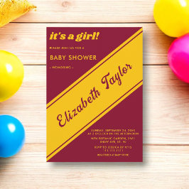 Elegante schicke Burgundy und Gold Luxury Baby Dus Einladung