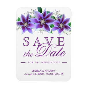 Elegante Schicke Clematis Hochzeit Termin merken Magnet