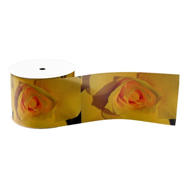 Elegante schicke Gelbe Rosen Ripsband (Spule)