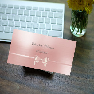Elegante Schicke Glamouröse Rosa Schleifenband Visitenkarte