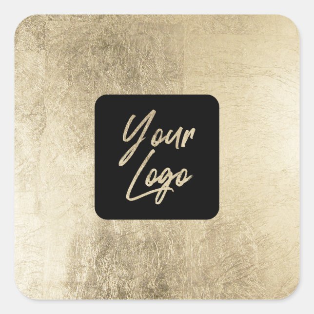 Elegante schicke goldene Folie mit modernem Quadra Quadratischer Aufkleber (Vorderseite)