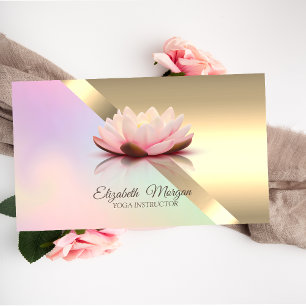 Elegante Schicke Goldene Lotusblume Yoga-Lehrerin Visitenkarte