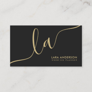 Elegante schicke goldene schwarze, moderne Monogra Visitenkarte