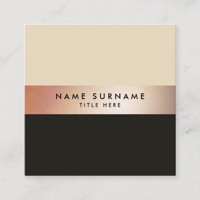 Elegante schicke GoldStripe Brown quadratische Visitenkarte (Vorderseite)