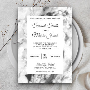 Elegante Schicke Grau Weiße Marmor-Hochzeitseinlad Einladung