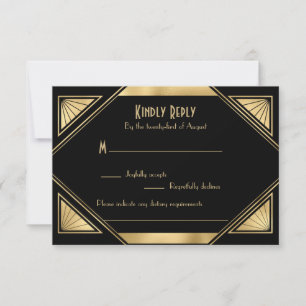 Elegante schicke Great Gatsby Art Deco RSVP Karte