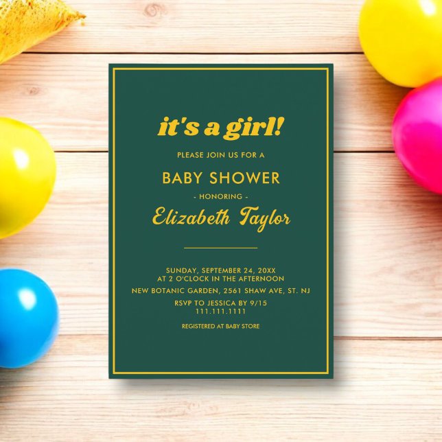 Elegante schicke Green und Gold Luxury Baby Dusche Einladung (Von Creator hochgeladen)