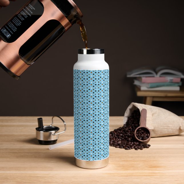 Elegante Schicke Katzenmuster  Trinkflasche (Kaffee (gedreht))