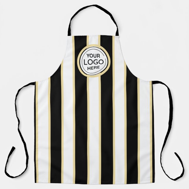 Elegante schicke Logos B&W Golden Stripes Schürze (Vorderseite)