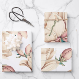 Elegante schicke Magnolia-Blume Geschenkpapier Set