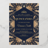 Elegante schicke Marine und echte Goldfolie quince