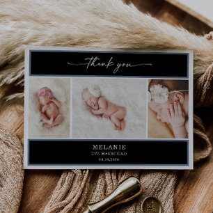 Elegante Schicke Minimale Baby-Foto-Dankeskarten Einladung