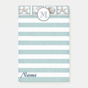 Elegante schicke Muscheln Streifen Monogramm Post-it Klebezettel