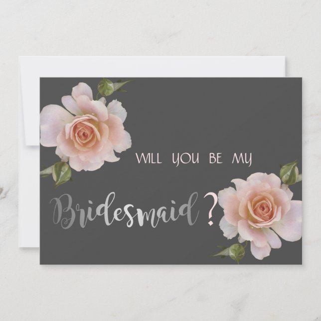 Elegante schicke Rose, florale Bridesmaid Card Einladung (Vorderseite)