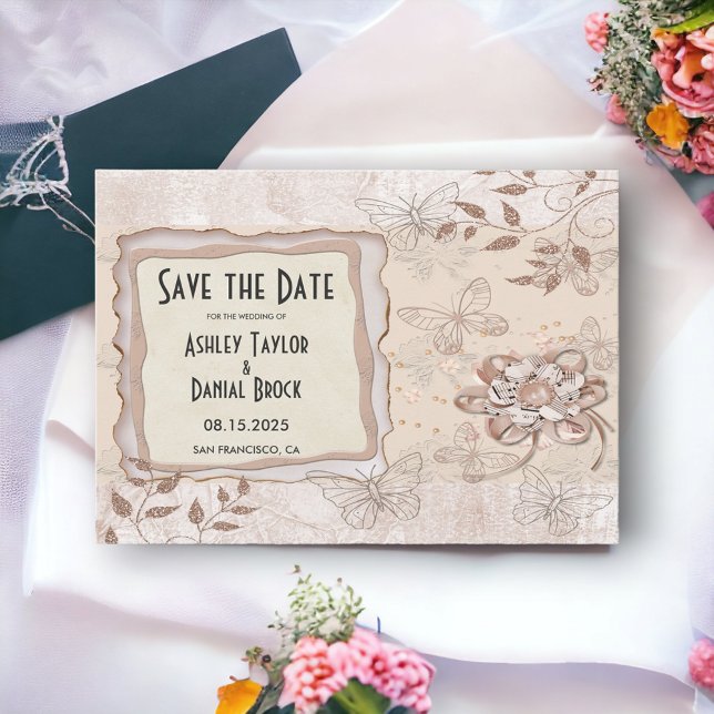 Elegante schicke Rose Gold Glitzer Glam Moderne Ho Save The Date (Von Creator hochgeladen)
