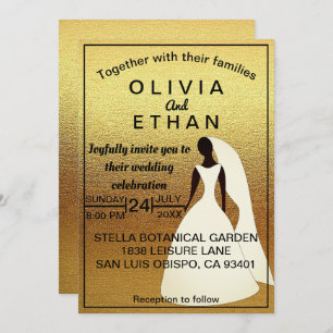 Elegante, schicke Schwarz-Gold-Einladung zur Hochz Einladung