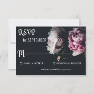 Elegante schicke schwarz-romantische Rose Blumenho RSVP Karte