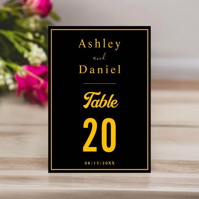 Elegante schicke Schwarz und Gold Moderne Luxushoc Tischnummer (Von Creator hochgeladen)