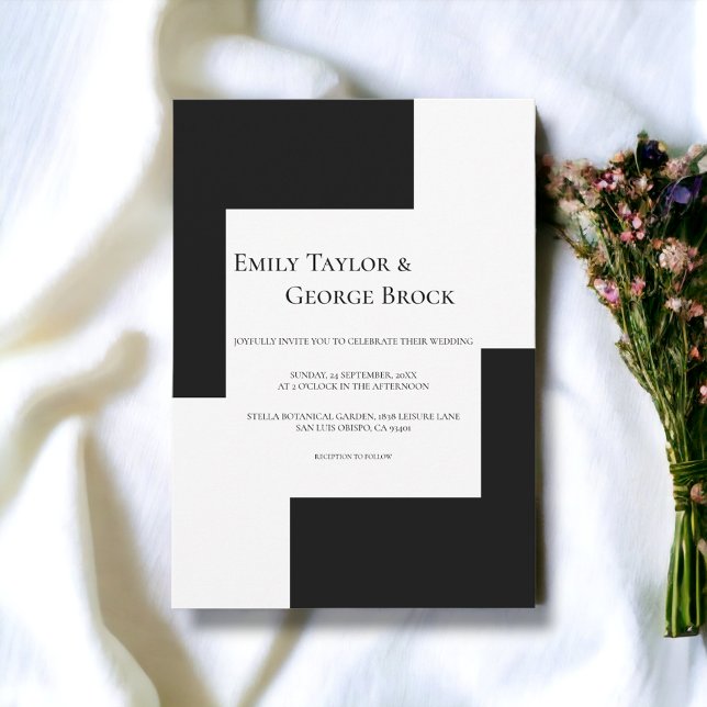 Elegante, schicke Schwarz-Weiß-Moderne einfache Ho Einladung (Von Creator hochgeladen)