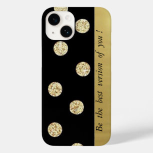 Elegante schicke, schwarze Gold Punkte Motivierend Case-Mate iPhone 14 Hülle
