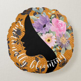 Elegante schicke Silhouette Romantische Blume Graf Rundes Kissen