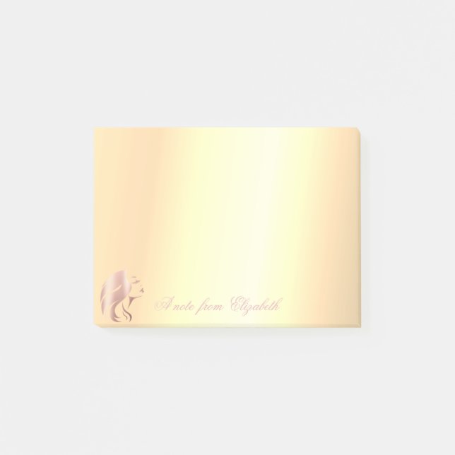 Elegante schicke, stilvolle Gold Face Silhouette Post-it Klebezettel (Vorderseite)