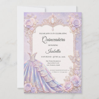 Elegante schillernde Prinzessin Quinceañera Einladung