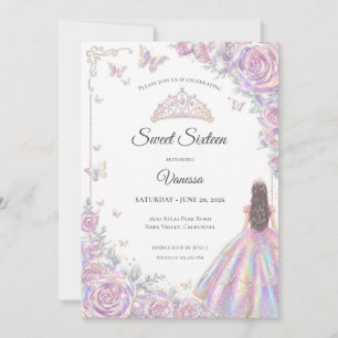 Elegante Schillernde Prinzessin Sweet 16 Einladung