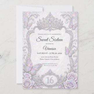 Elegante schillernde Schmetterlinge Sweet 16 Einladung