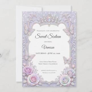 Elegante schillernde Schmetterlinge Sweet 16 Einladung