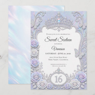 Elegante schillernde Schmetterlinge Sweet 16 Einladung