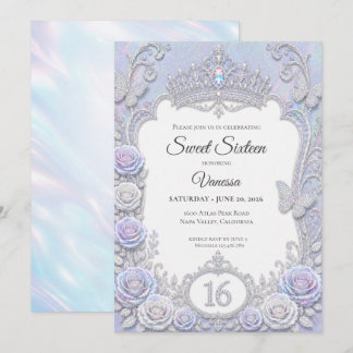 Elegante schillernde Schmetterlinge Sweet 16 Einladung