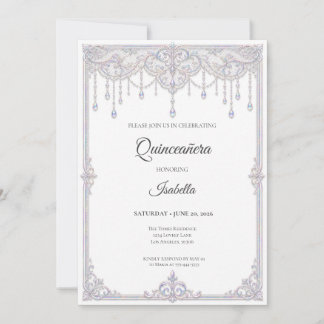 Elegante schillernde Spitzen-Quinceañera Einladung