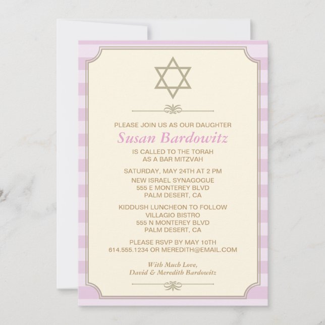 Elegante Schläger Mitzvah Einladung (Vorderseite)