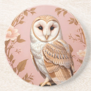 Elegante Schleiereule Rosa und Gold Blumenmuster Getränkeuntersetzer