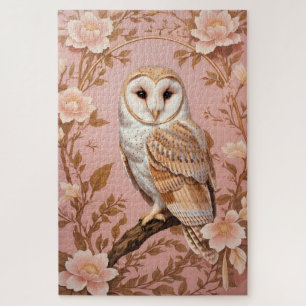 Elegante Schleiereule Rosa und Gold Blumenmuster  Puzzle