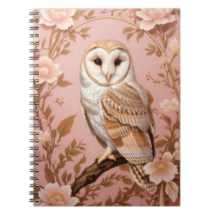 Elegante Schleiereule Rosa und Gold Floral  Notizblock