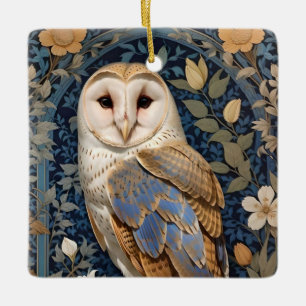 Elegante Schleiereule William Morris inspirierte F Keramikornament