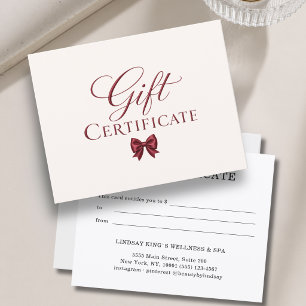 Elegante Schleife Beige Rot Geschenkgutschein