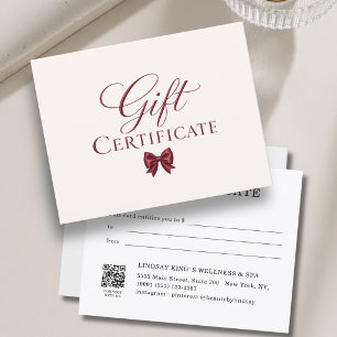 Elegante Schleife Beige Rote Geschenkkarte