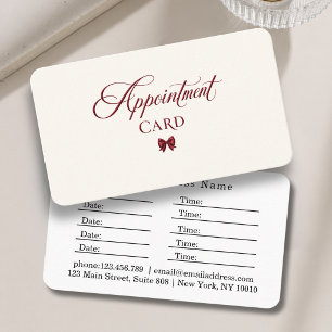 Elegante Schleife Rot Beiger Salon Terminkarte