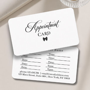 Elegante Schleife Schwarz Weiß Salon Terminkarte