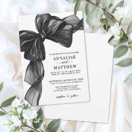 Elegante Schleife Schwarz-Weiße Hochzeit Einladung
