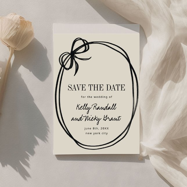 Elegante Schleifen-Hochzeit Save The Date (Chic Bow Tied Ribbon Wedding Save The Date)