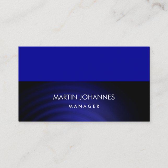 Elegante Schlichte Blue Color Business Card Visitenkarte (Vorderseite)