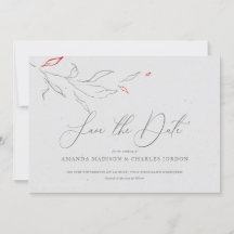 Elegante schlichte graue und rote Blume Save the D