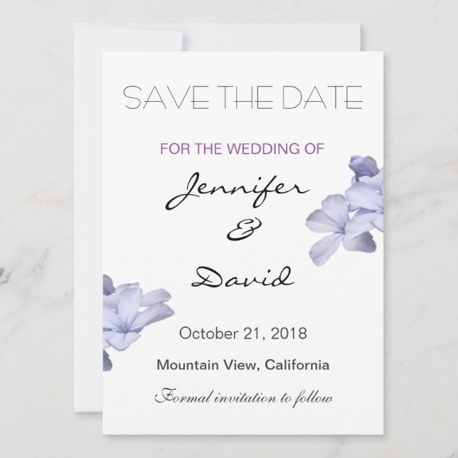 Elegante Schlichte Hochzeitsblumen Moderne Save th The Date (Vorderseite)