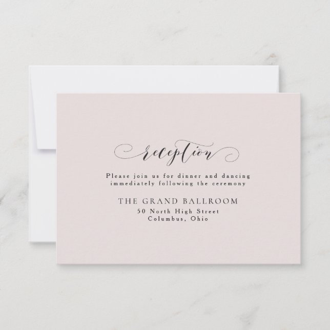 Elegante, schlichte Rosa-Empfang-Karte Einladung (Vorderseite)